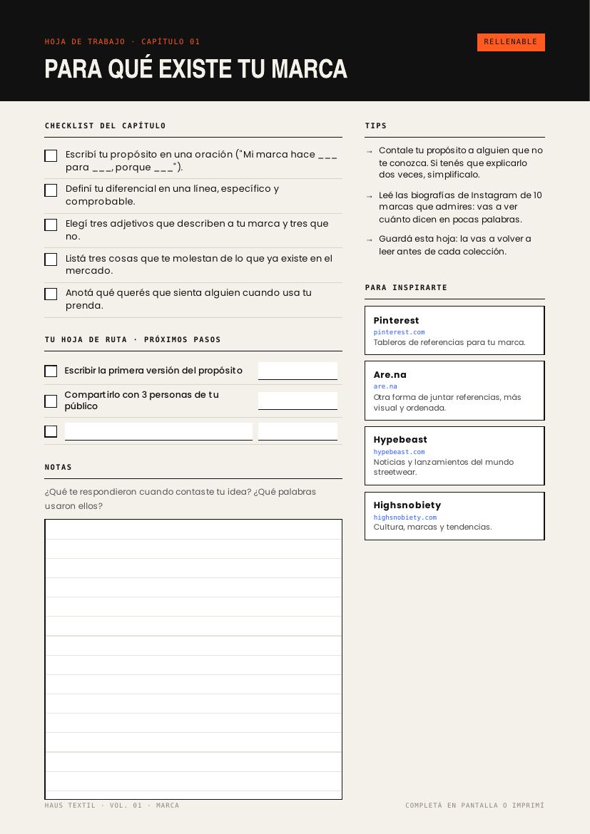 Hoja de trabajo rellenable al final de un capítulo